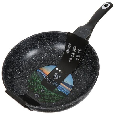 Сковорода алюминий, 30 см, антиприг, Daniks, Олимп Гранит, чер, WOK309-BLM-IND, индукц