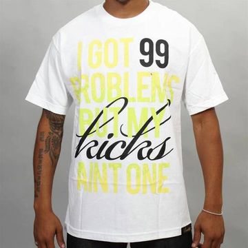 Футболка Sneaktip 99 Problems белая с салатовым