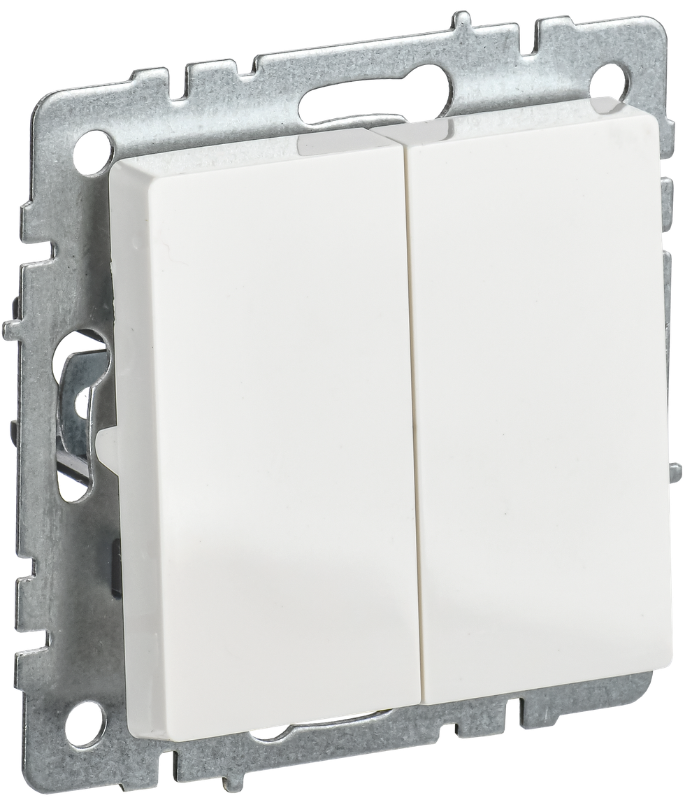 BRITE Выключатель 2-клавишный 10А ВС10-2-0-БрБ белый