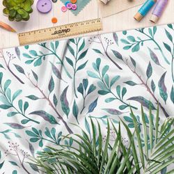 Ткань мембрана нежные акварельные листочки