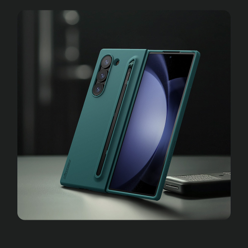 Чехол покрытый жидким силиконом зеленого цвета (Light Green) от Nillkin для Samsung Galaxy Z Fold 6 5G, серия Flex Pure Fold Case (в комплекте съемное перо S Pen)