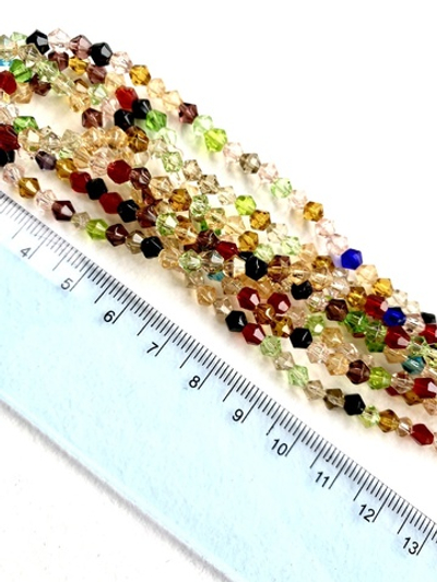 сгб4-микс Стекло гранёное, биконус, 4мм, микс цветов, ок. 30см