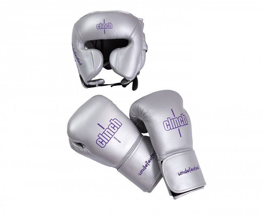 Перчатки боксерские Clinch Undefeated Russian Team серебристые C161RT