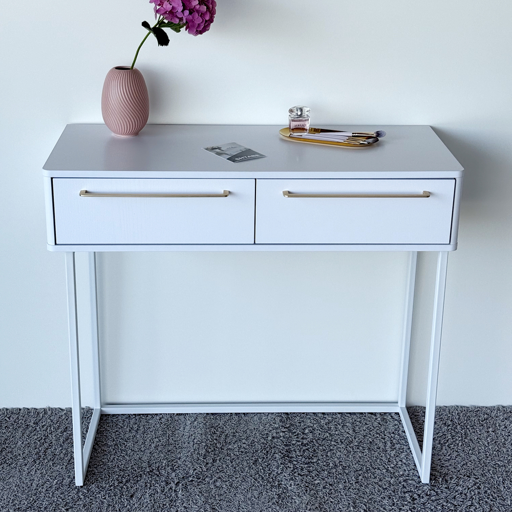 Туалетный столик консоль ROYAL 5211 эко (Белый-Белый-р.золото)