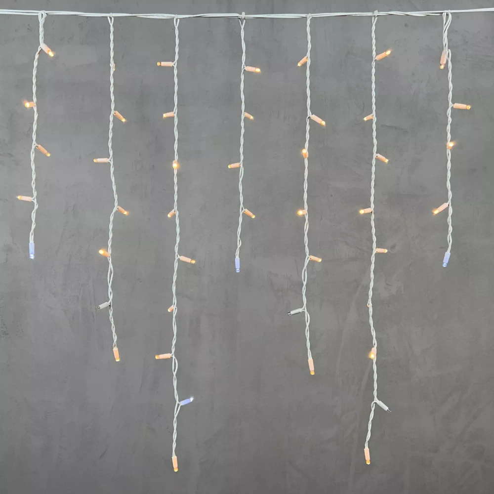 Светодиодная бахрома с колпачком 3,2*0,9 м., 168 экстра теплых белых LED ламп, мерцание, каучуковый белый провод, LTC (LL168BLW-8-2EWW)