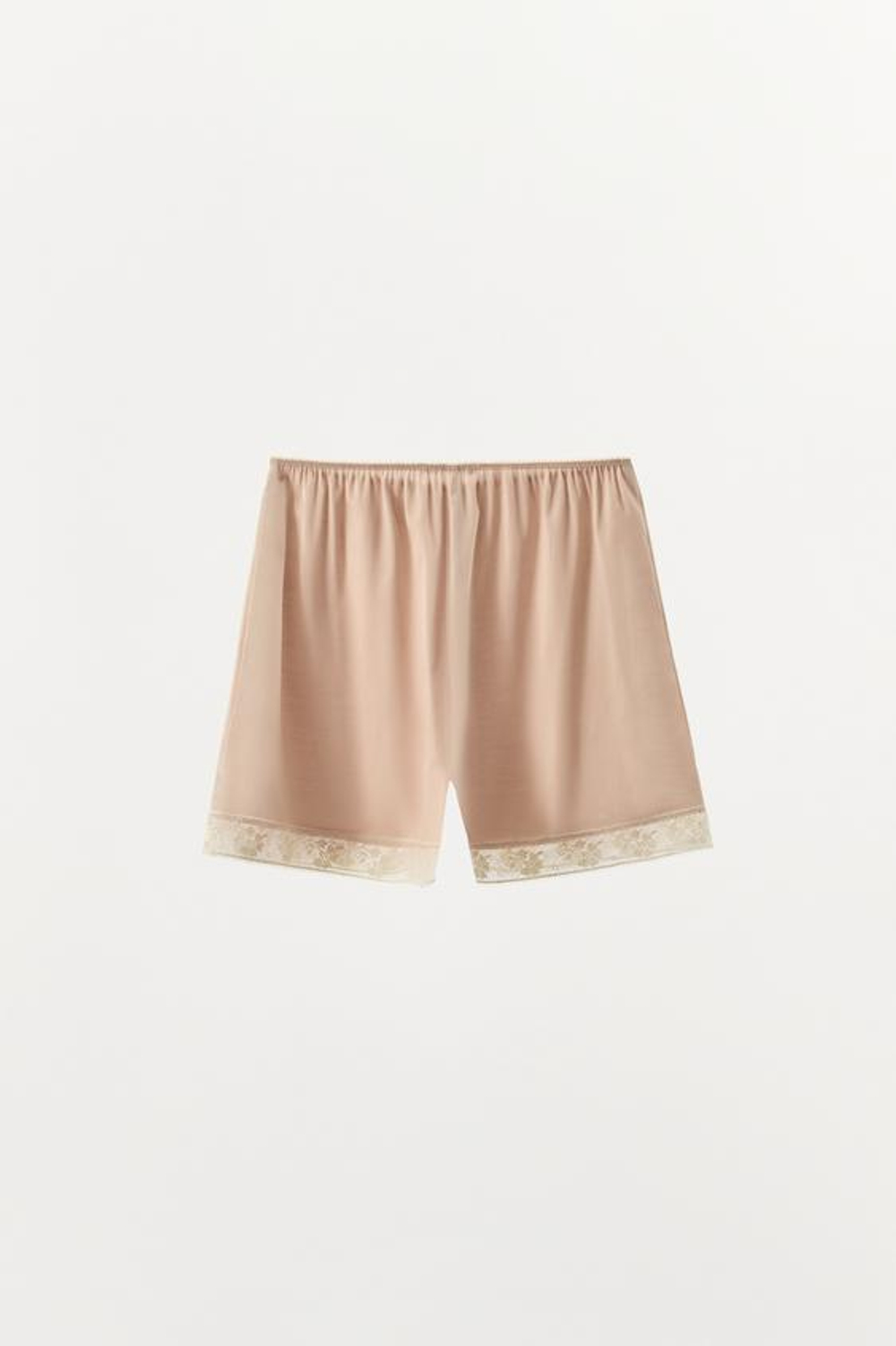 ZARA АТЛАСНЫЕ ШОРТЫ С КРУЖЕВОМ, РОЗОВЫЙ