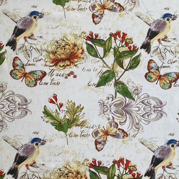 ПТИЧКА И ХРИЗАНТЕМА, 100% хлопок Handmade Fabrics 1