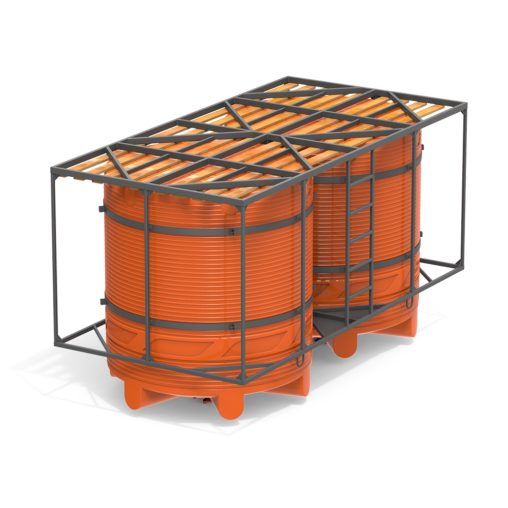 Емкости в кассетах для перевозки воды и жидких удобрений, КАС Полимер-Групп V 5000 КАС двойная с дерев.полом 10000 л. вертикальная (3930x1980x2196см;оранжевый) - арт.559073