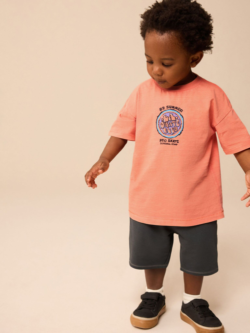 Футболка и шорты в комплекте для мальчика Next E63-610, Персиковый, Черный