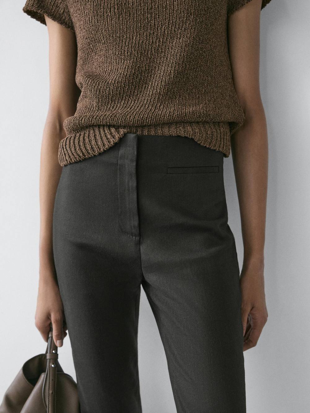 Massimo Dutti Капри из смеси льна, черный