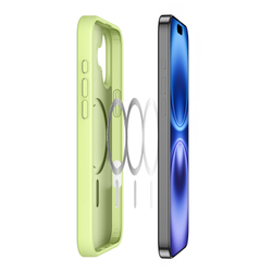 Прозрачный матовый чехол зеленого цвета и с MagSafe для iPhone 16 Plus, серия Yind Series от Dux Ducis