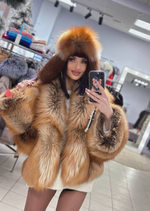 Шуба из лисы «огневки» рукав спираль 60см