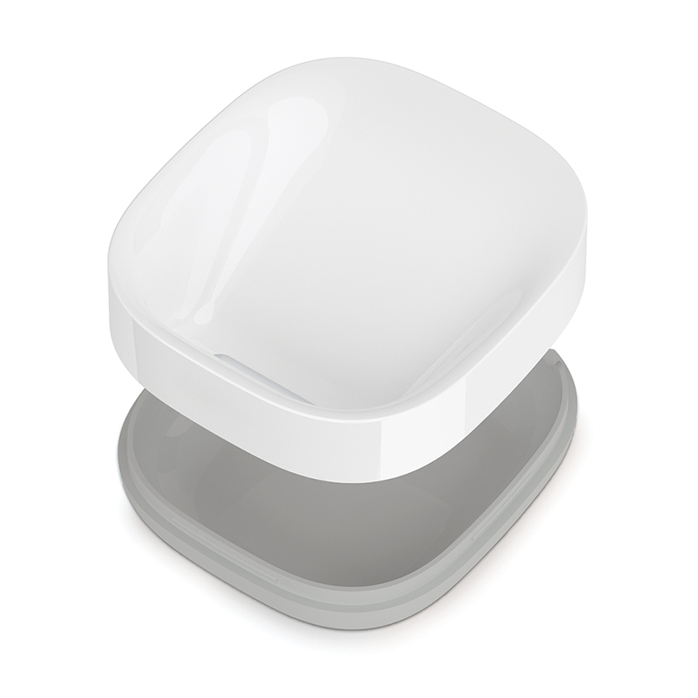 Мыльница slim, бело-серая