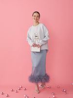 ЮБКА САТИНОВАЯ С ПЕРЬЯМИ GREY