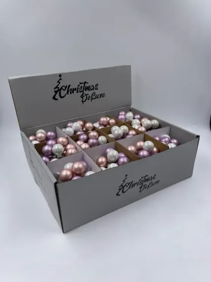 Гроздь стеклянных шаров Ягодный хоровод 2 см., 10 шт., белый/розовый/лавандовый, Christmas DeLuxe (89862)