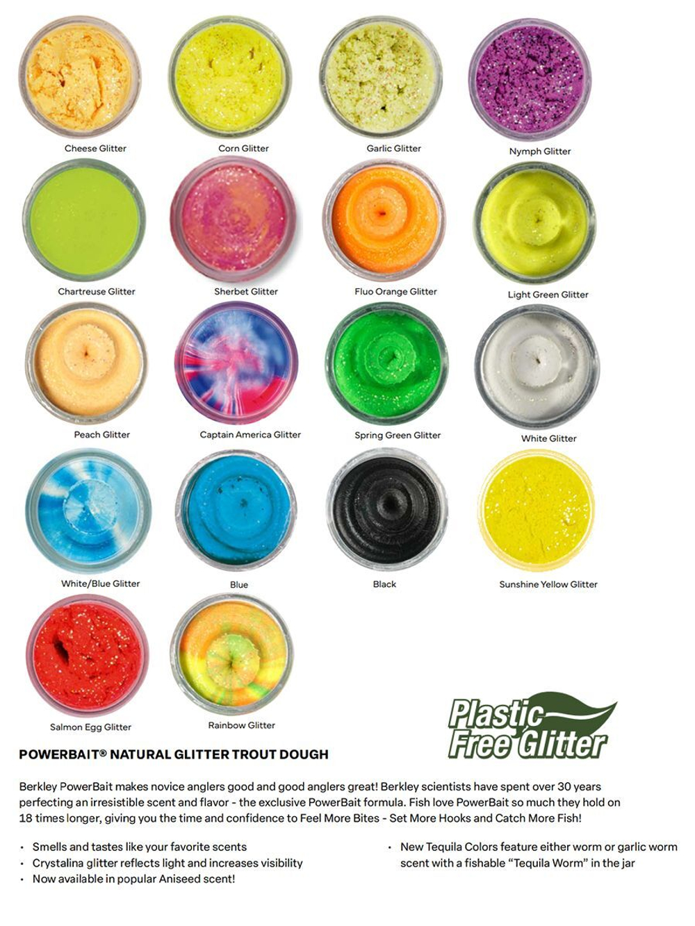 Паста форелевая Berkley PowerBait Natural Scent Glitter Trout Bait Aniseed, 50 г, Black/Spring Green Twist, анис