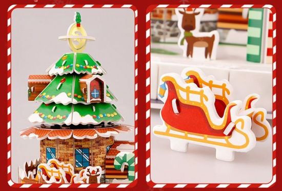 Новогодний 3D пазл "Дед мороз с оленями", 33 детали