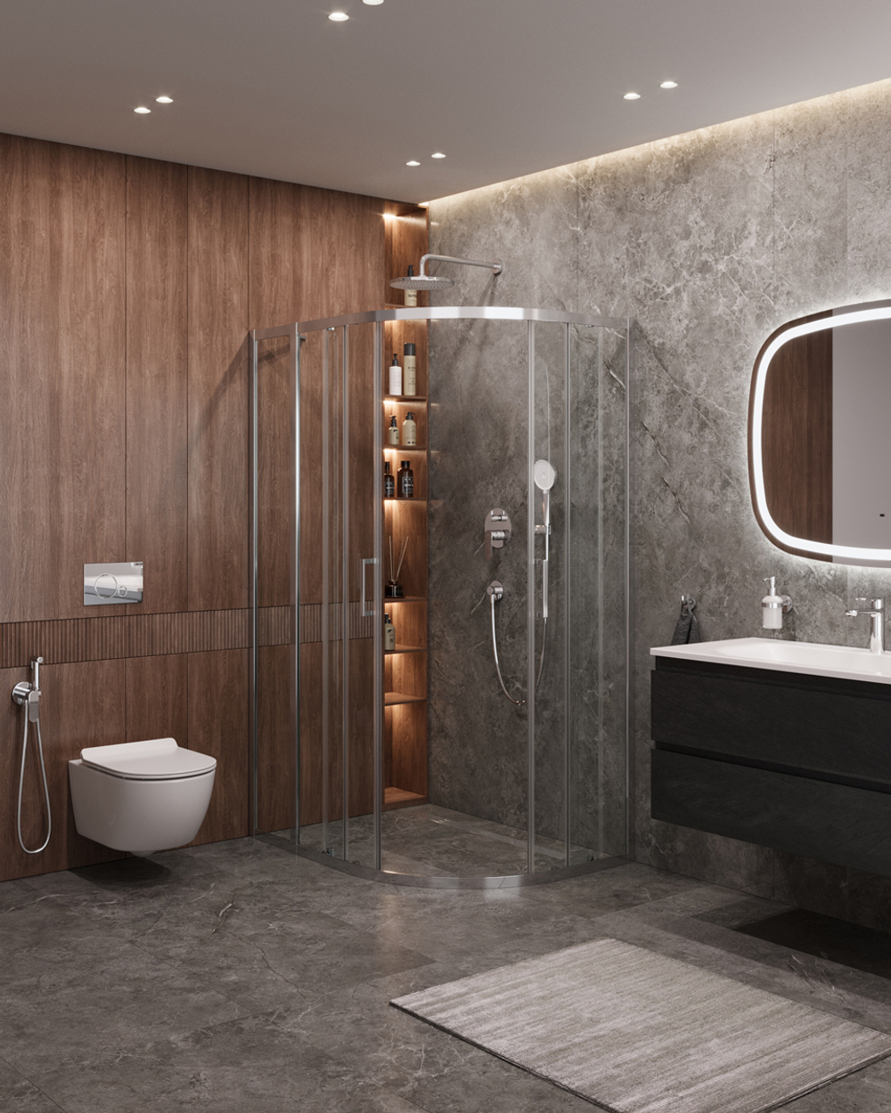 Душевой уголок Cezares MOLVENO-RH-2-130/100-C-Cr-IV, 130х100х195, профиль хром, стекло прозрачное