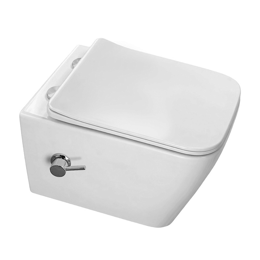 Унитаз подвесной Azario Dezi White BD 355х515х340 безободковый, с функцией биде, с быстросъемным сиденьем "Микролифт" (AZ-W05-SWBD)