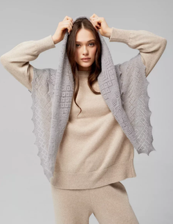 Оренбургский пуховый платок П4-110-03 серый