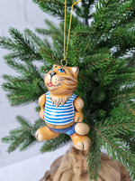 Кот Матроскин ёлочная игрушка из фарфора