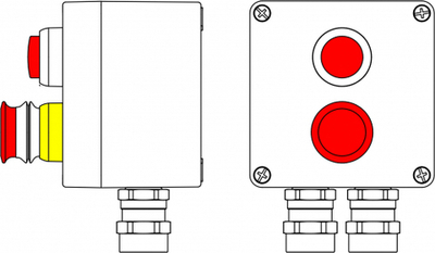 Взрывозащищенный пост управления из алюминия CPE-A-12-(1xLR(220)-1xP3E(11))-2xAASBMB(C)1Ex d e IIC T6 Gb / Ex tb IIIC T80°C Db IP66