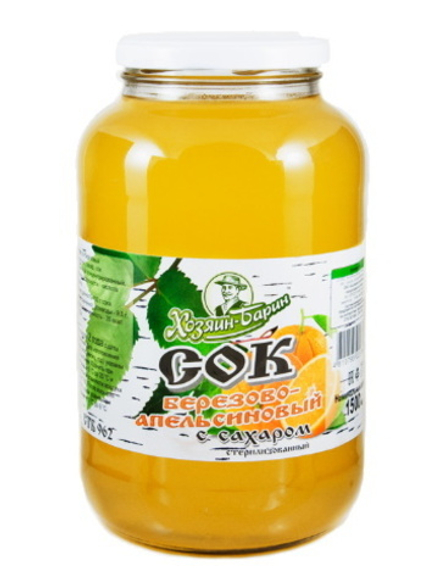 Сок Березово-апельсиновый с сахаром 1,5л.  Хозяин барин