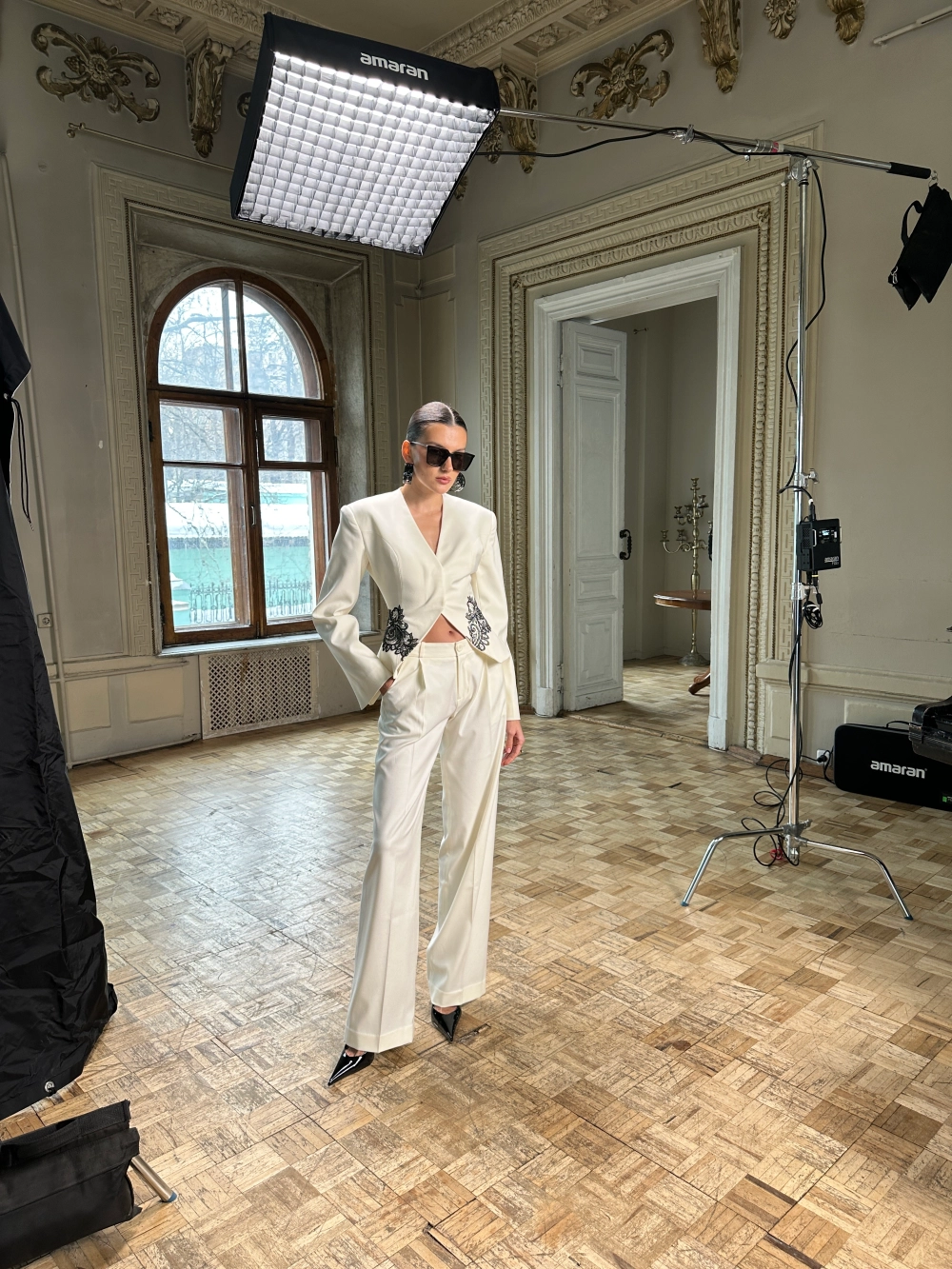 Жакет с кружевом, Белый