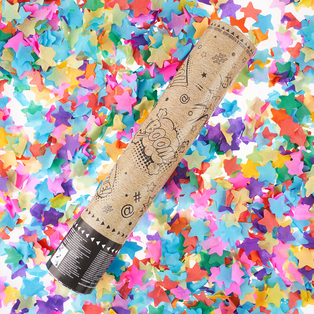 Пневмохлопушка (12/30 см), Комикс, Праздничный взрыв, Звезды тишью,