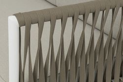 "Касабланка" диван модульный плетеный из роупа, каркас алюминий, роуп серо-коричневый 23мм, ткань бежевая 15052