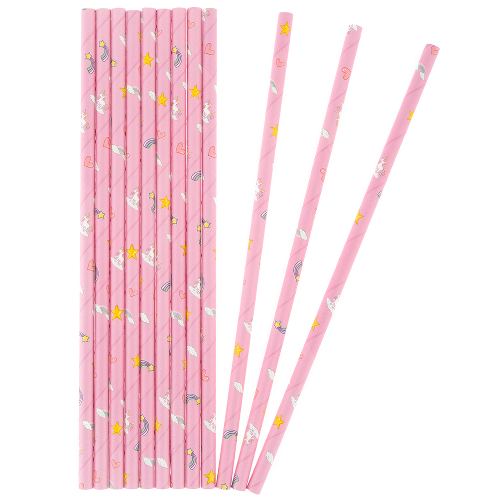 Трубочки для коктейлей бумажные «Единороги», 12 шт