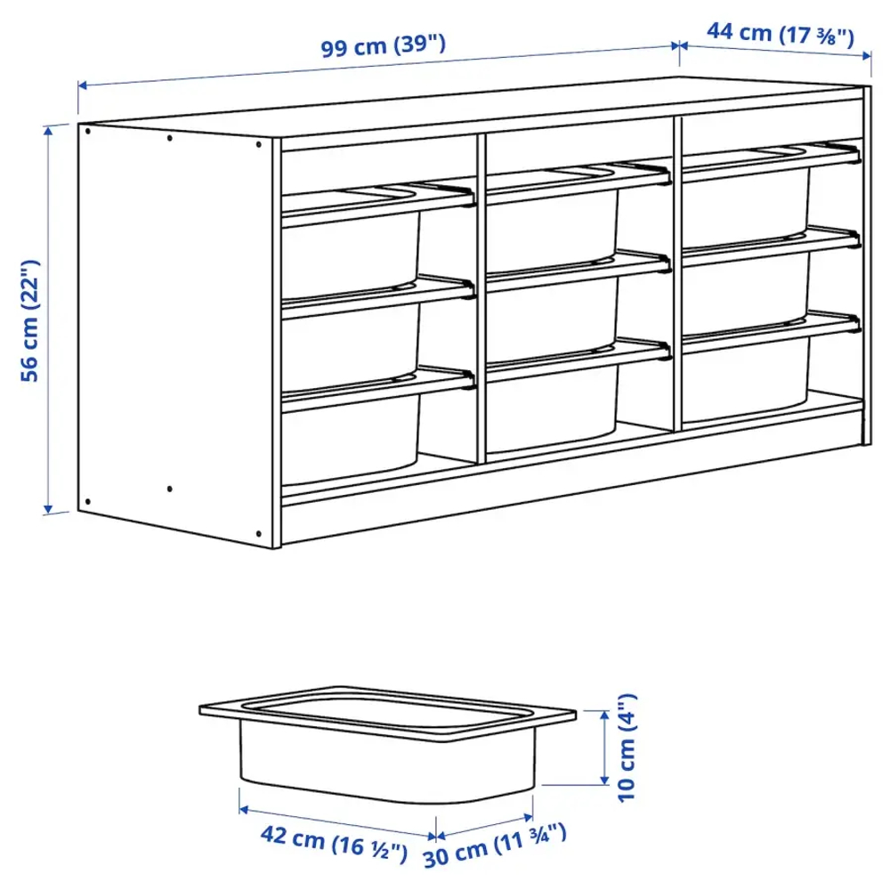 Стеллаж - IKEA TROFAST, 99х44х56 см, белый/серо-зеленый, ТРУФАСТ ИКЕА