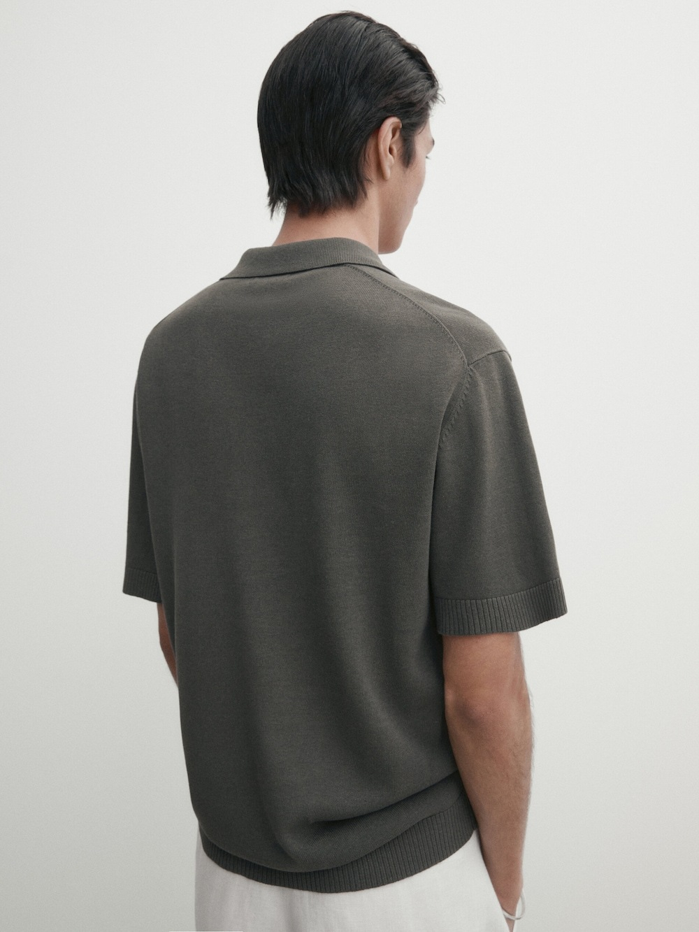 Massimo Dutti Трикотажное поло с короткими рукавами, водянисто-зеленый