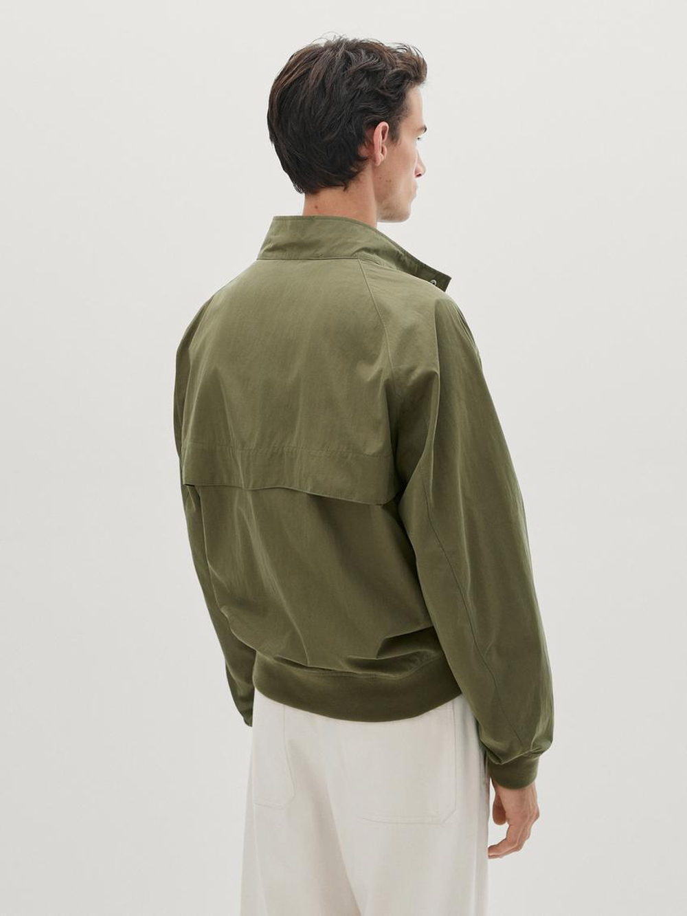 Massimo Dutti Бомбер из смесового хлопка, светлый хаки