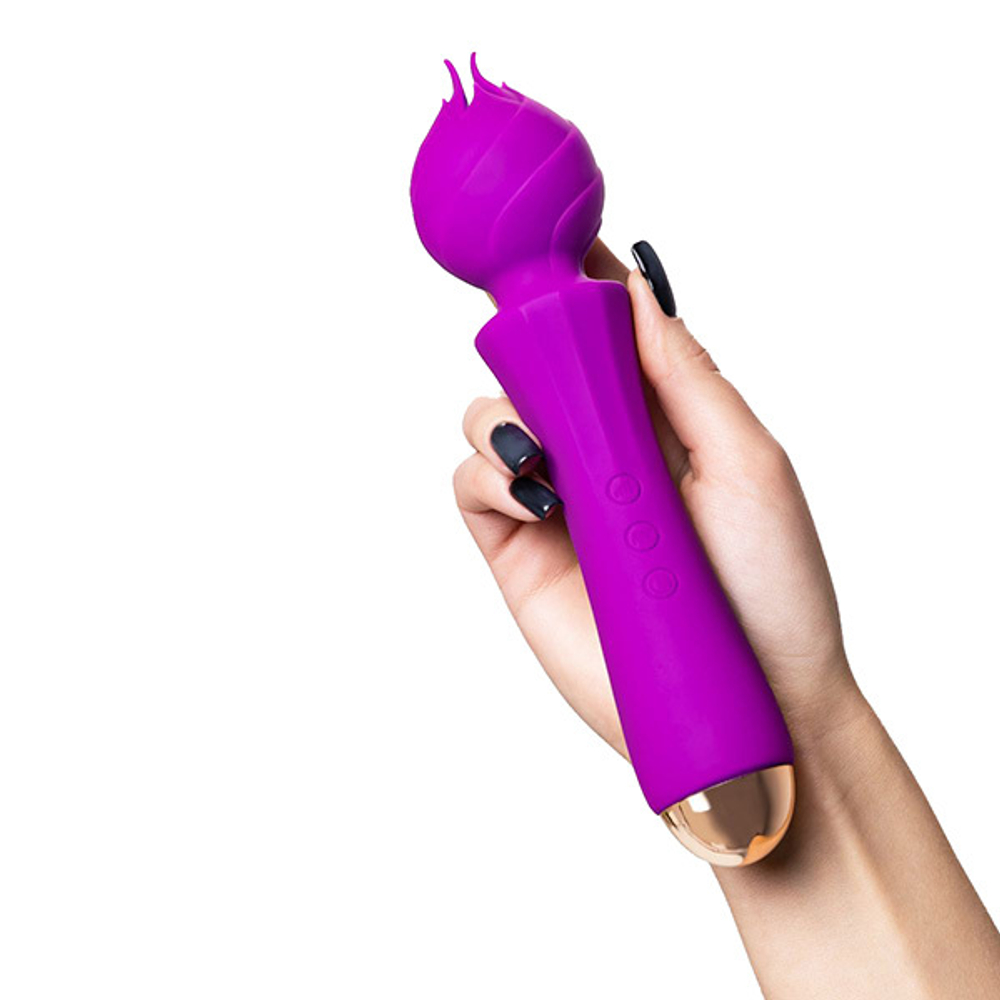 Лиловый вибратор с лепестками 21,5см ToyFa Hyacinth 457712