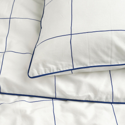 IKEA BREDVECKLARE  (ИКЕА БРЕДВЕСКЛАРЕ)  -  Пододеяльник и наволочка, бело-голубой/в клетку, 150x200/50x60 см