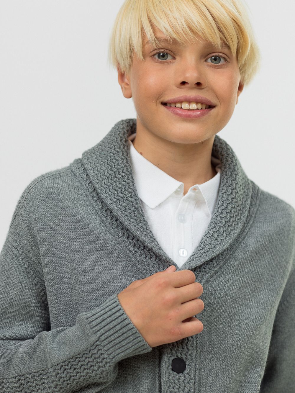 Кардиган для мальчика на пуговицах в школу AT1085 серый