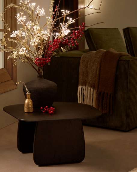 Журнальный столик Pirita из массива дуба в черном цвете, 70x70 см