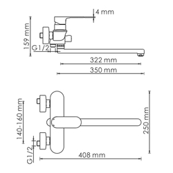 Dinkel 5802L Смеситель для ванны с длинным изливом