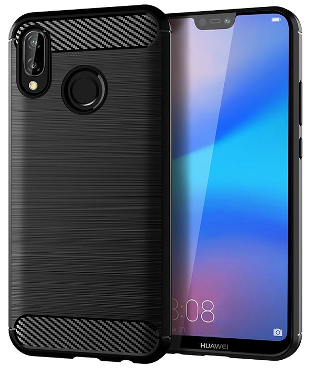 Чехол черного цвета для Huawei P20 Lite, серии Carbon от Caseport