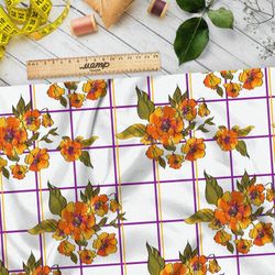 Ткань дюспо цветы на клетке