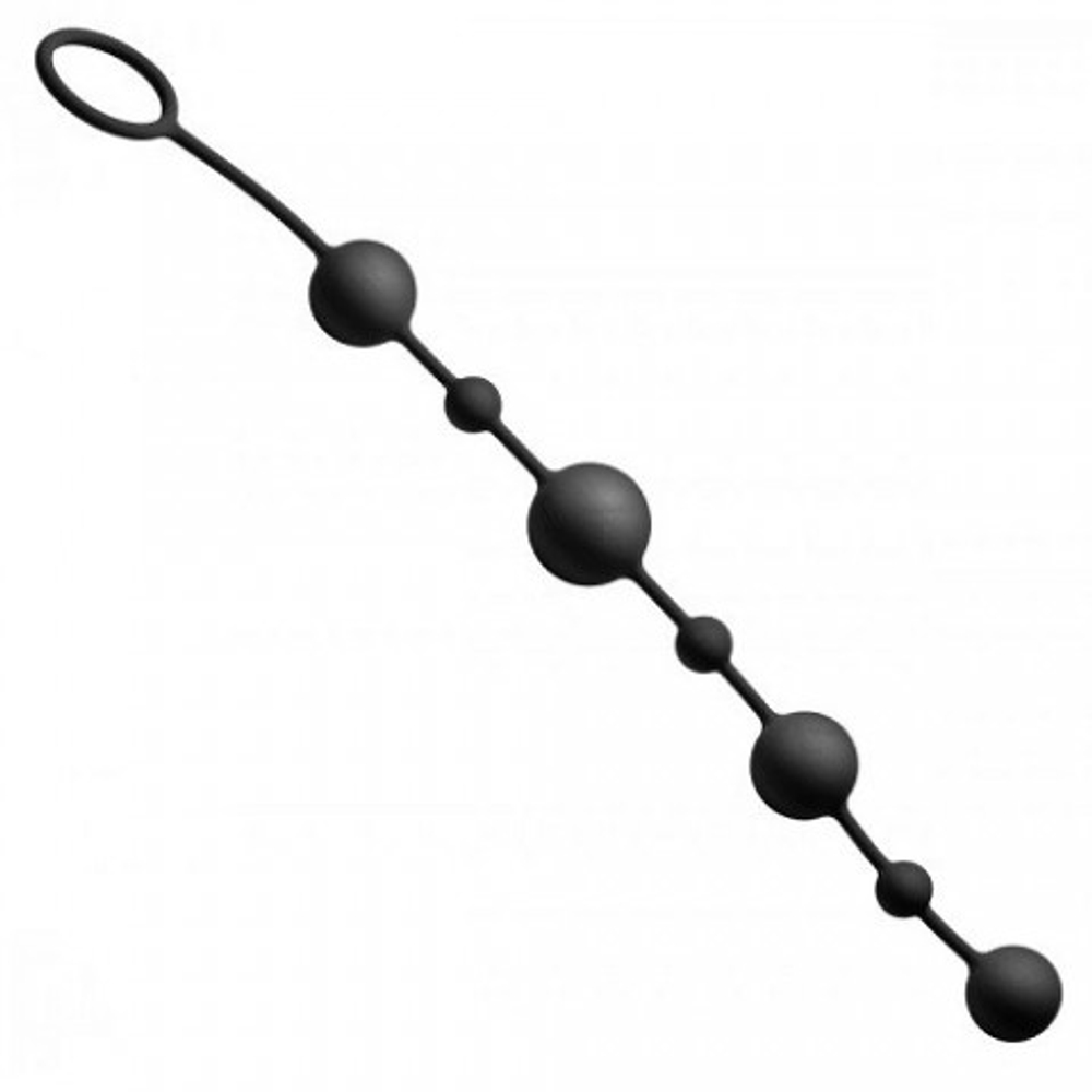 Анальные шарики Linger Graduated Anal Beads GreyGasms, черный, 35 см