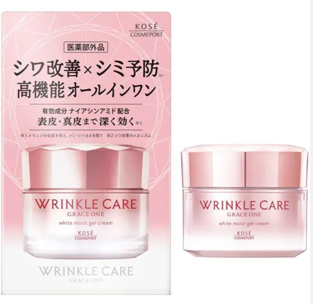 KOSE Wrincle Care White Moist Gel Cream - осветляющий крем-гель для упругости кожи