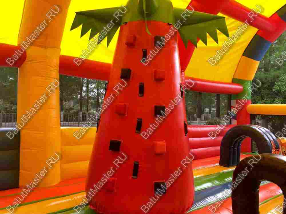 Надувной батут "Страна Сафария" с крышей и высокими горками 12*7*6 м