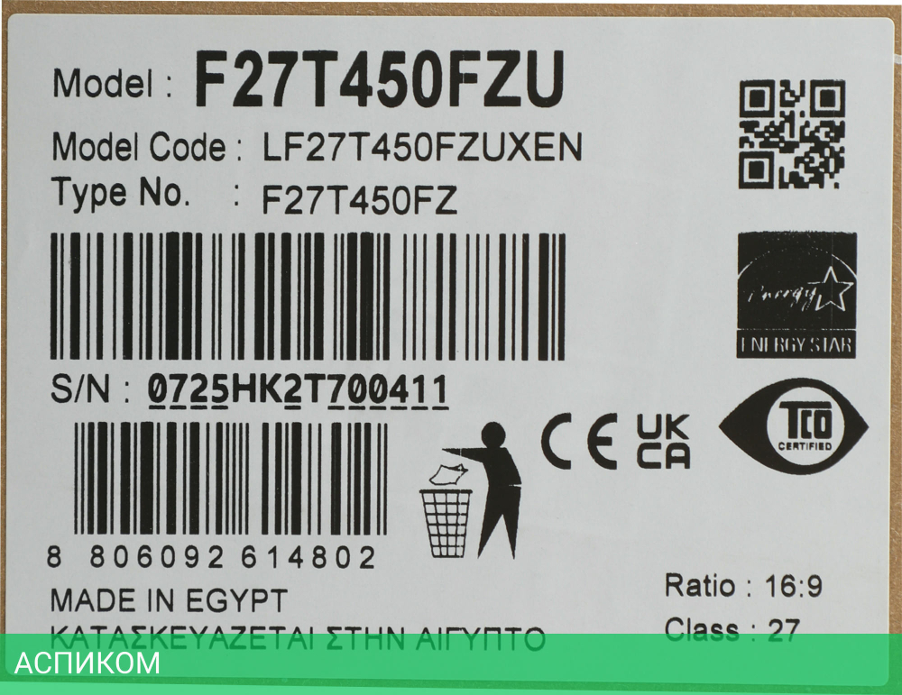 Монитор Samsung 27" F27T450FZU