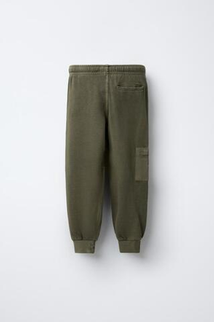 ZARA БРЮКИ-ДЖОГГЕРЫ С ЭФФЕКТОМ ПОТЕРТОСТИ, МЯГКИЙ ЗЕЛЕНЫЙ