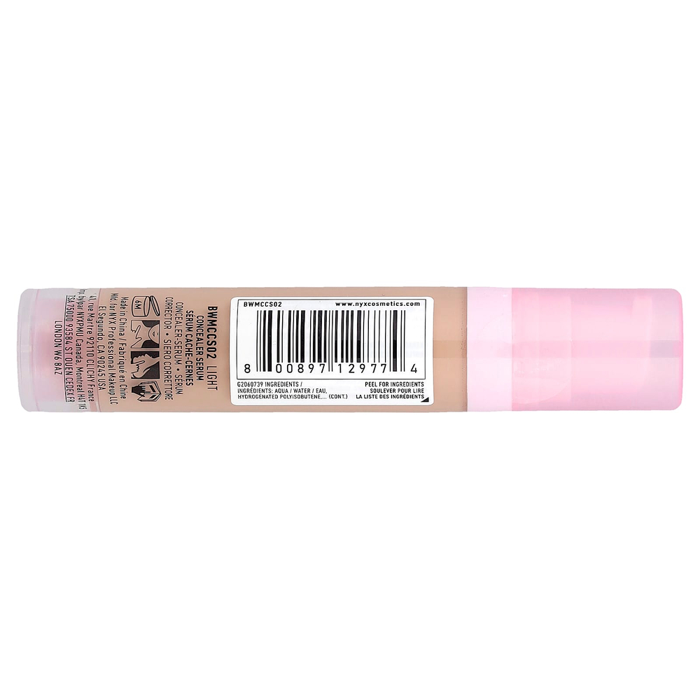 NYX Professional Makeup, Bare With Me, сыворотка-консилер, 02 светлая, 9,6 мл (0,32 жидк. Унции)