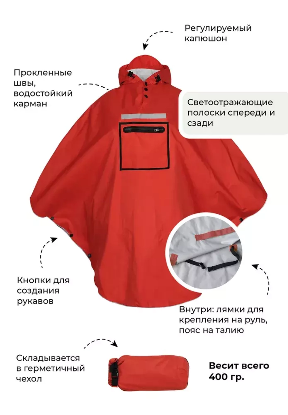 Дождевик пончо Gamp Red Brick Красный