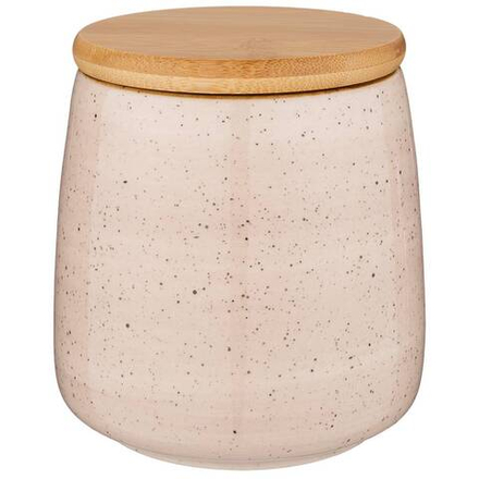 БАНКА С ДЕРЕВЯННОЙ КРЫШКОЙ BRONCO "NATURE" 13*12 СМ 900 МЛ КРЕМОВАЯ (КОР=24ШТ.)