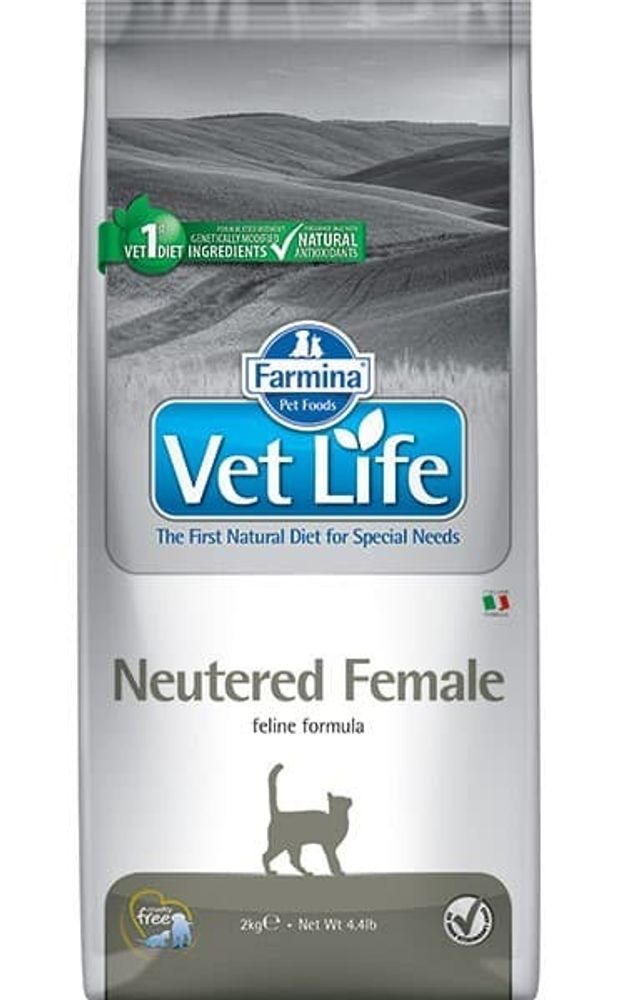 Farmina 2кг Vet Life Neutered Female корм для взрослых стерилизованных кошек